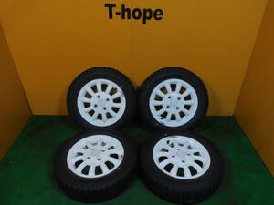 155/65R13 DUNLOP 製造年2022 4本 アルミホイール 13×4.00B 4×100 OFFSET:45 バリ溝★D112