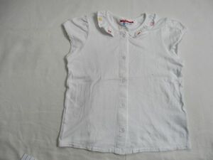 BF605[miki house* Miki House ] embroidery cloth a little light . collar attaching short sleeves cut and sewn woman . white 90