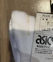 日本製 asics レトロ ロング ソックス ホワイト スポーツ ハイソックス アシックス オニツカ タイガー ビンテージ アメリカ デッド 古着_画像7