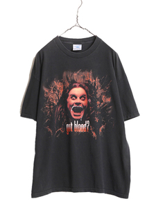 00s ★ オジーオズボーン イラスト プリント Tシャツ メンズ XL 古着 00年代 OZZY OSBOURNE オフィシャル 当時物 バンド ロック メタル 黒