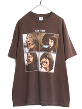 00s ★ ビートルズ フォト プリント Tシャツ メンズ XL / 古着 00年代 オールド Beatles アップル オフィシャル イラスト ロック バンド 茶_画像1