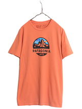 17年製 パタゴニア プリント 半袖 Tシャツ メンズ М Patagonia アウトドア フィッツロイ クレスト グラフィック スリム フィット オレンジ_画像1