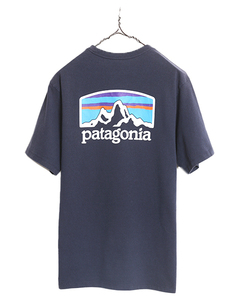 パタゴニア 両面 プリント 半袖 Tシャツ メンズ S / Patagonia アウトドア グラフィック アート イラスト バックプリント クルーネック 紺