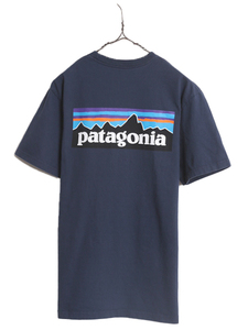 17年製 パタゴニア 両面 プリント 半袖 Tシャツ メンズ S / 古着 Patagonia アウトドア フィッツロイ P6 バックプリント ボックスロゴ 紺