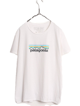 19年製 パタゴニア プリント 半袖 Tシャツ レディース L 古着 Patagonia アウトドア オーガニックコットン パステル フィッツロイ ホワイト_画像1