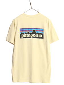 18年製 パタゴニア 両面 プリント 半袖 Tシャツ メンズ L / 古着 Patagonia アウトドア フィッツロイ P6 ボックスロゴ バックプリント 黄色