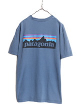 17年製 パタゴニア 両面 プリント 半袖 Tシャツ メンズ М / 古着 Patagonia アウトドア フィッツロイ P6 バックプリント ボックスロゴ 青_画像1