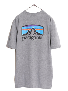 19年製 パタゴニア 両面 プリント 半袖 Tシャツ メンズ M / Patagonia アウトドア グラフィック イラスト バックプリント クルーネック 灰