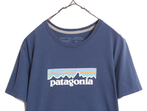 20年製 パタゴニア プリント 半袖 Tシャツ レディース L 古着 Patagonia アウトドア P-6 ボックスロゴ オーガニック コットン パステル 紺_画像2