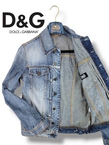  【D&G DOLCE&GABBANA 】USED加工 デニムジャケット 【DOLCE&GABBANA 2nd line】ディーアンドジー/ドルチェアンドガッバーナ　メンズ　良品