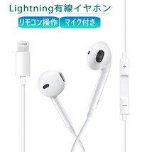 [12L] 有線イヤホン Lightning マイク リモコン付き iPhone iPad ライトニング 通話 音楽 動画 イヤホン イヤフォン 遮音 音漏れ防止_画像1