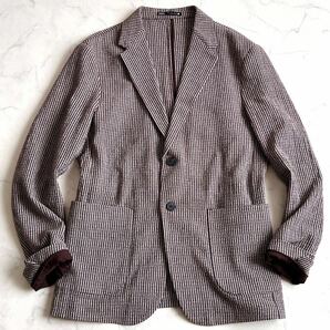 ZARA MAN【美品】アンコンジャケット テーラード サマージャケット 背抜き 綿 ベージュ ブラウン メンズ L〜XL WJK BEAMSF CARUSO Belvest の画像6