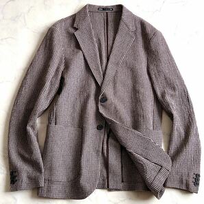 ZARA MAN【美品】アンコンジャケット テーラード サマージャケット 背抜き 綿 ベージュ ブラウン メンズ L〜XL WJK BEAMSF CARUSO Belvest の画像3