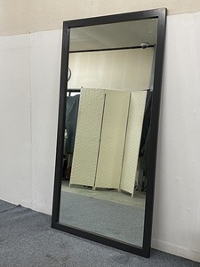 27203D1505）特大ミラー スタンド 鏡 インテリア スタンド アパレル スタジオ ダークブラウン リビング 寝室 壁面 中古 家具