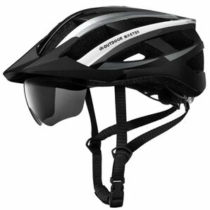 自転車ヘルメット ロードバイク MTB ブラック LEDライト 磁気ゴーグル