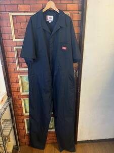 つなぎ ツナギ エンジニア メカニック 半袖 重ね着 ディッキーズ オールインワン 紺系　dickies xxl 2XL アウトドア アメリカ古着 