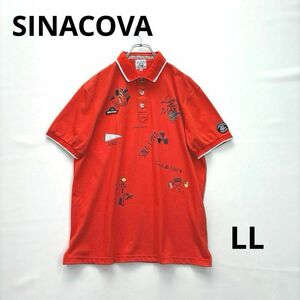 美品★シナコバ　LL 半袖ポロシャツ　オレンジ　ワッペン　大きいサイズ　SINA COVA