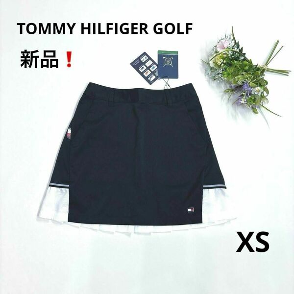 新品★トミーヒルフィガーゴルフ　XS スカート　フリル　プリーツ　ネイビー　フレア　TOMMY HILFIGER GOLF