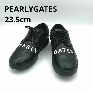 パーリーゲイツ　23.5cm ゴルフシューズ　ソフトスパイク　ブラック　PEARLY GATES　ブランドロゴ