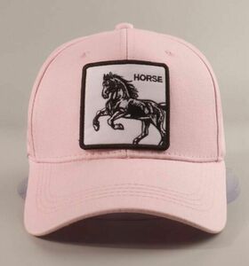 馬刺繍ワッペン 帽子 Cap ピンク 競馬好き