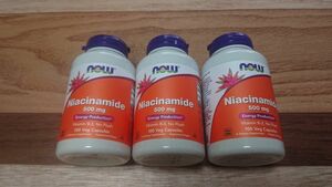 3個 Niacinamide ナイアシンアミド 500mg ノンフラッシュ ビタミンB3 100粒 NOW Foods ナウフーズ