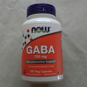 1個 GABA 750mg 100粒 NOW FOODS ナウフーズ ガンマ アミノ酪酸 ギャバ サプリメント 睡眠改善 サプリ
