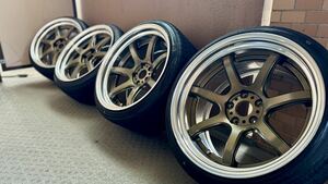  deep rim!WORK T7R 2P 19 -inch emotion PCD114.3 10J+18 11J+13 almost new goods with tire JZX100 JZX110 S15 Z32 Z33 Z34 R32 R33 R34 R35