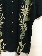 CAMPIA アロハシャツ ハワイアン レーヨン半袖シャツ 黒 メンズM大きめ 良品綺麗_画像6