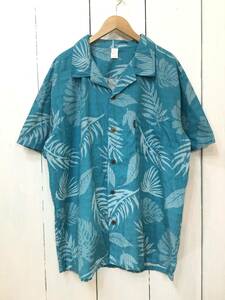 Palmwave アロハシャツ ハワイアン コットン総柄 半袖開襟シャツ メンズ2XL 大きめ良品綺麗