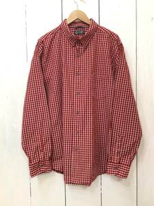 CHAPS チャップス コットン長袖シャツ チェックシャツ メンズXL 大きめ 赤系 良品綺麗