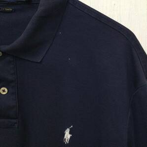 POLO RALPH LAUREN ポロ ラルフローレン コットン半袖ポロシャツ ポロシャツ 胸ロゴ メンズXL 紺 良品 の画像4