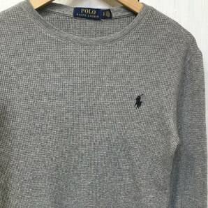 POLO RALPH LAUREN ポロ ラルフローレン 美品 サーマルカットソー 長袖Tシャツ胸ロゴ メンズS グレー 良品綺麗 の画像2