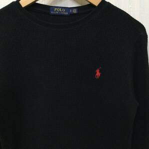 POLO RALPH LAUREN ポロ ラルフローレン サーマルカットソー 長袖Tシャツ 胸ロゴ メンズS 黒 良品少ダメージ の画像2