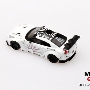 64 左 MINI GT 1/64 LB★WORKS 日産 GT-R R35 タイプ1 リアウイング バージョン 1+2 ホワイト スカイライン 日章旗 スーパーGT改 F1レースの画像3