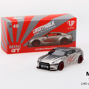 49 MINI GT 1/64 LB★WORKS 日産 GT-R R35 タイプ1 リアウイング バージョン2 サテンシルバー ワイルドスピード F1 箱 スーパーGT ドリフトの画像1