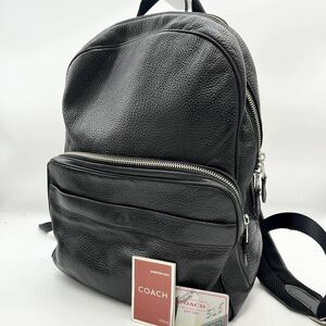 1 jpy ~[ popular goods ]COACH Coach rucksack pebble leather ton pson backpack black A4 PC commuting men's Logo type pushed .