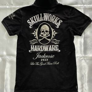 スカルワークス【SKULL works】JACK ROSE ジャックローズ 黒ポロシャツ・コットン100%・予備ボタン付き 半袖ポロシャツ 黒 の画像1