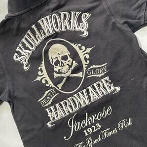 スカルワークス【SKULL works】JACK ROSE ジャックローズ 黒ポロシャツ・コットン100%・予備ボタン付き 半袖ポロシャツ 黒 の画像3