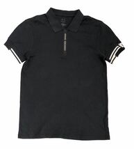 981◆ARMANI EXCHANGE アルマーニ エクスチェンジ◆ロゴプリント ハーフジップ コットン 半袖 ポロシャツ ブラック S_画像2