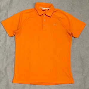 646◆PUMA GOLF プーマゴルフ◆ロゴ刺繍 ゴルフ 半袖 ポロシャツ オレンジ US Sの画像2