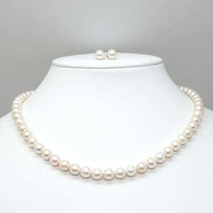 ◆アコヤ本真珠ネックレス&ピアス/ 19 ◆A 約30.4g 約42.5cm 6.5-7.5mm珠 pearl パール jewelry necklace earring ジュエリー DE0/DE0の画像2