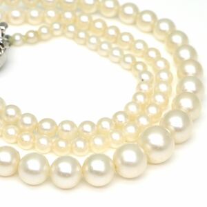 ◆アコヤ本真珠ネックレス/ 3 ◆A 約14.9g 約44.5cm 3.0-7.0mm珠 pearl パール jewelry necklace ジュエリー DD0/DF0