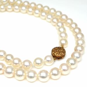 ◆K18 アコヤ本真珠ネックレス/ 14 ◆A 約46.4g 約55.0cm 7.5-8.0mm珠 pearl パール jewelry necklace ジュエリー EA5/EC0