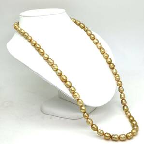 ゴールドカラー!!◆本真珠ロングネックレス/ 26 ◆A 約99.5g 約75.0cm 8.5-10.0mm珠 pearl パール jewelry necklace ジュエリー EA5/EB0の画像3