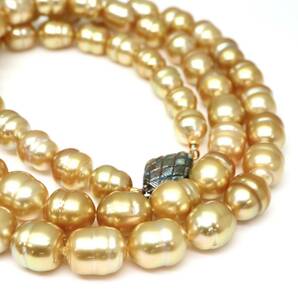 ゴールドカラー!!◆本真珠ロングネックレス/ 26 ◆A 約99.5g 約75.0cm 8.5-10.0mm珠 pearl パール jewelry necklace ジュエリー EA5/EB0の画像5