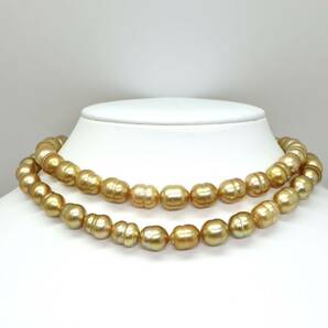 ゴールドカラー!!◆本真珠ロングネックレス/ 26 ◆A 約99.5g 約75.0cm 8.5-10.0mm珠 pearl パール jewelry necklace ジュエリー EA5/EB0の画像4