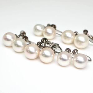 ◆K14/Pt900 アコヤ本真珠 イヤリング5点おまとめ◆Am 15.1g 7.5-9.0mm珠 パール pearl ジュエリー earring pierce jewelry EC2の画像2