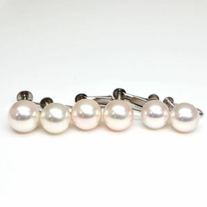 ◆K14/Pt900 アコヤ本真珠 イヤリング5点おまとめ◆Am 15.1g 7.5-9.0mm珠 パール pearl ジュエリー earring pierce jewelry EC2の画像3