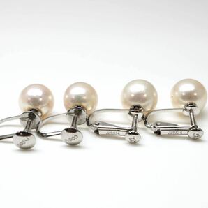 ◆K14/Pt900 アコヤ本真珠 イヤリング5点おまとめ◆Am 15.1g 7.5-9.0mm珠 パール pearl ジュエリー earring pierce jewelry EC2の画像6