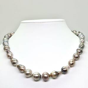 ◆南洋黒蝶真珠ネックレス/20◆A 約57.6g 約46.0cm 9.0-12.5mm珠 pearl パール jewelry necklace ジュエリー DG5/EA0の画像2